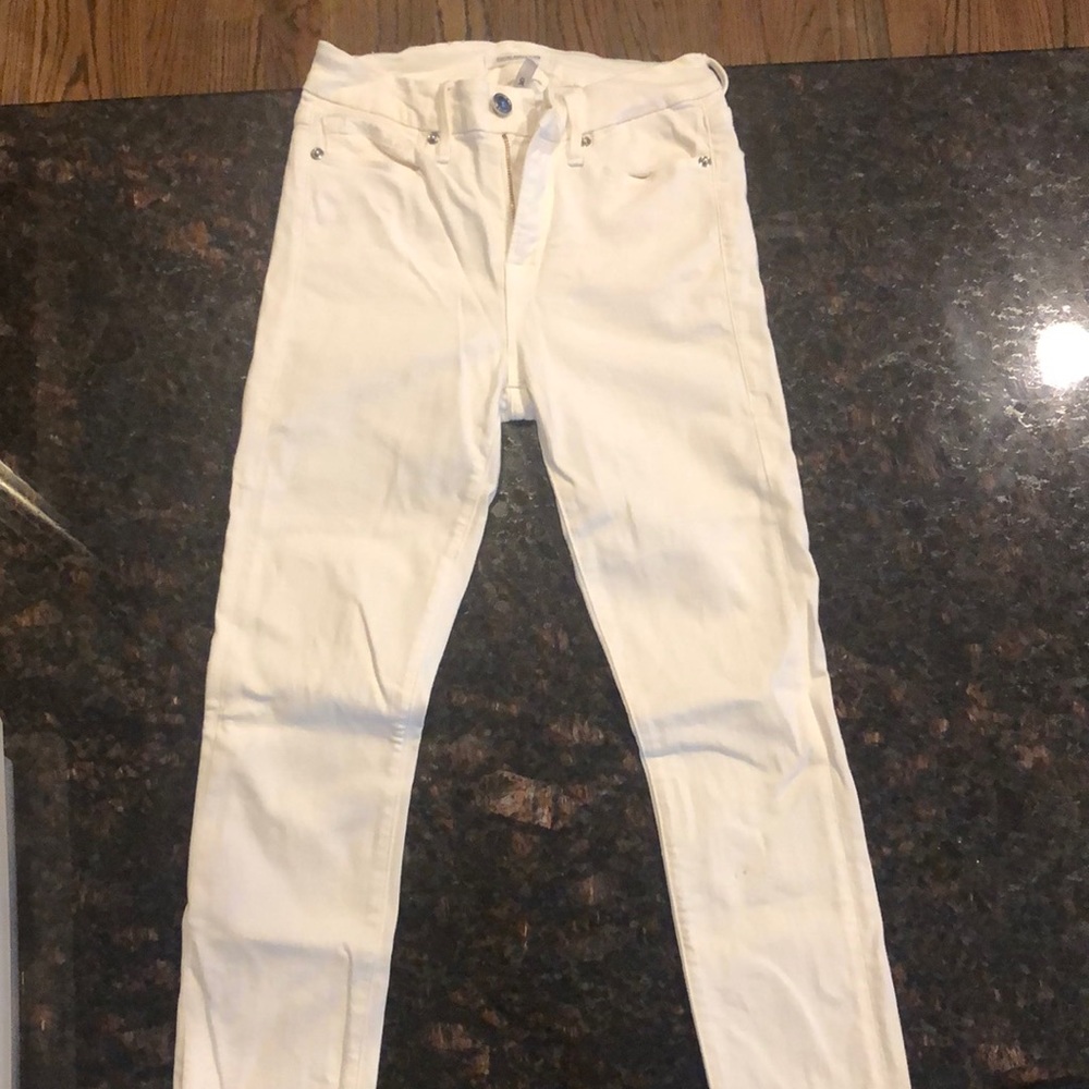 Good American white denim high rise pants